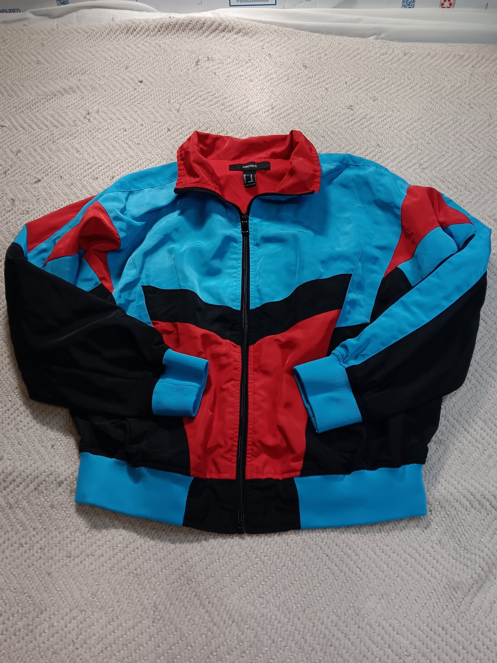 Forever 21 Red, Blue & Black Retro Colorblock Windbreaker
